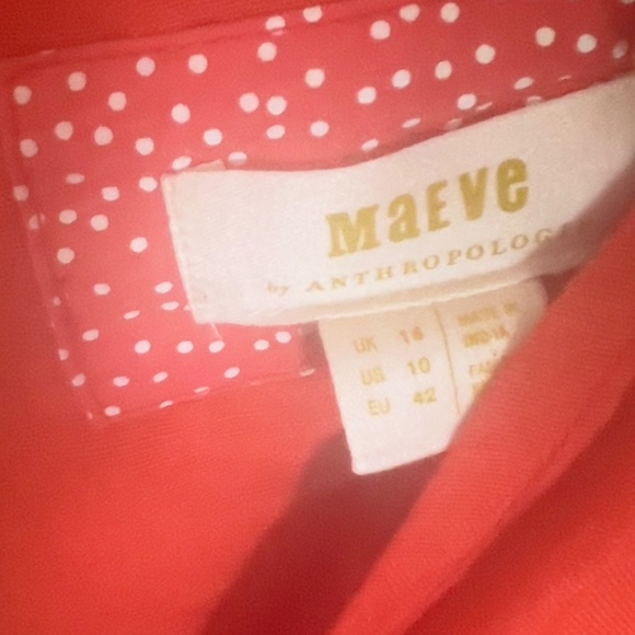 Maeve Anthropologie Crop Top US 10 Linen Viscose Boho Orange Button Up Bow Tie - Picture 5 of 5